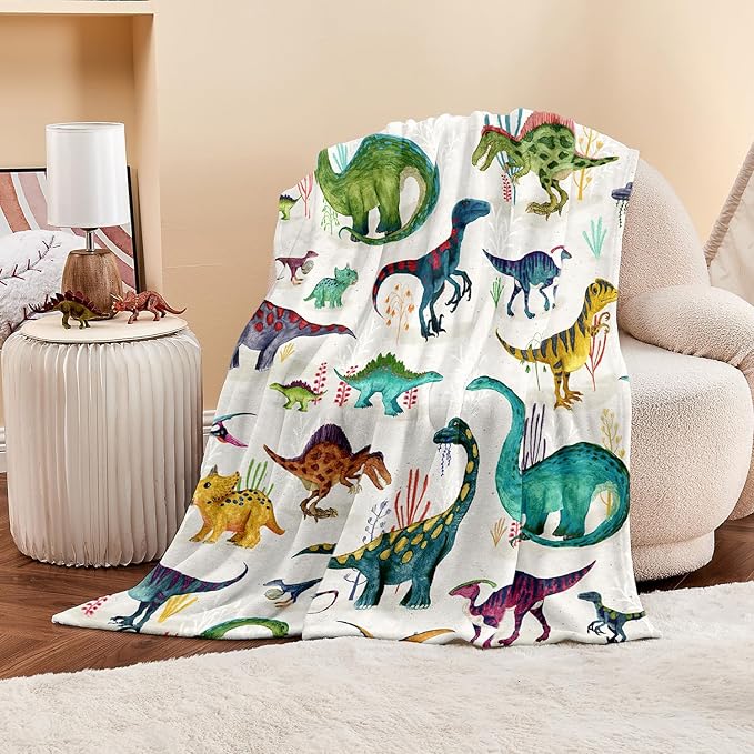 Wajade Dinosaur Blanket for Boys, Soft Fleece Kids Blanket for Couch Sofa Bedroom, Toddler Cute Dinosaur Throw Blanket Gifts for Birthday Christmars Easter Halloween, 60"x80"