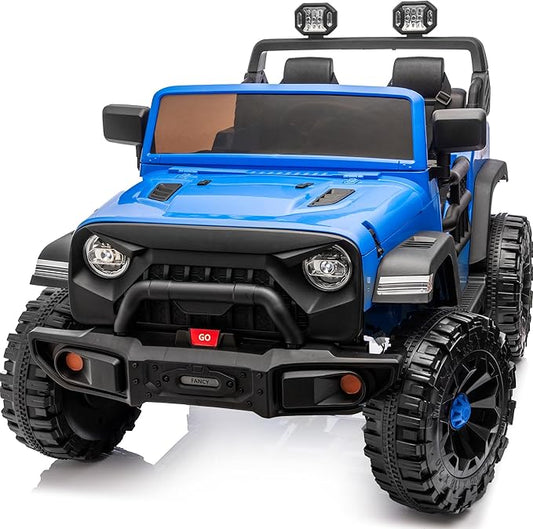 2 Seater Ride on Car Toy, 24V 4WD Electric Car for Kids 4-8 with Remote Control, 4x200W Motors, Capacity 150 lb - Blue