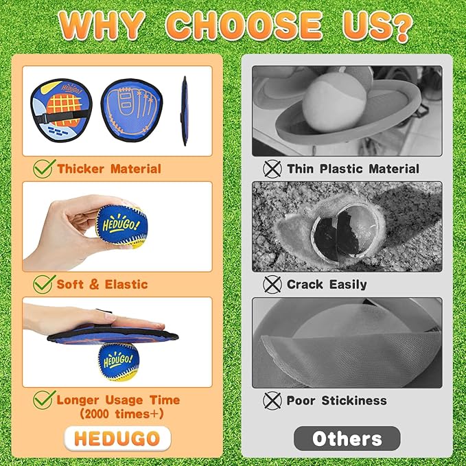 Ball and Catch Game Toss and Catching Ball Set Outdoor Toys for Kids at The Beach, Yard, Lawn Pool or Park Outside Games 4 Paddles 4 Balls Family Games for Kids and Adults Baseball Toys Gifts