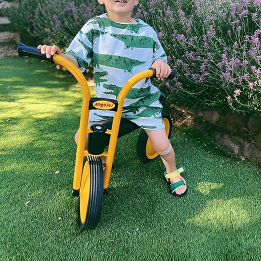 MYRIDER Toddler Trike, Kids Tricycle for Preschool, Daycare, Playground Kids Tricycles, Rubber Tires, Yellow/Black, 12" Balance Bike