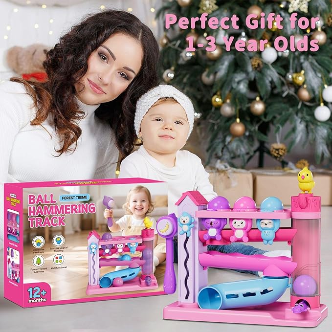 Musical Toddler Toys for 1 2 3 Years Old, Educational Baby Toys 12-18 Months with Bilingual Toddler Learning, Interactive Toys for 1 Year Old Girl, Christmas Birthday Gift for 1 Year Old Girl (Purple)