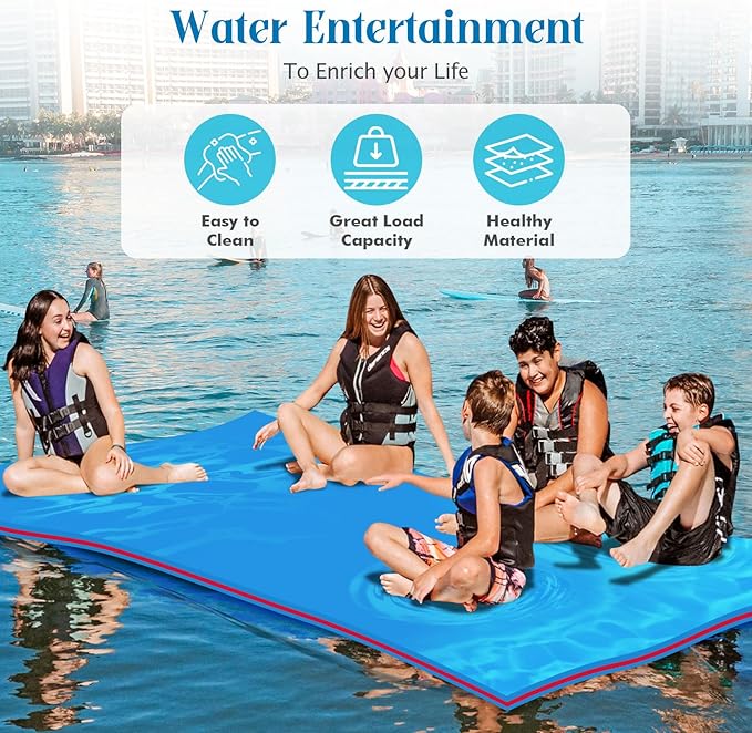 Lily Pad Floating Mat, 7/9/12/18 FT Floating Mat, Pool Float for Water Recreation, Floating Water Mat, 3-Layer Tear-Resistant XPE Foam for Boat, Beach, Ocean, Pool,Lake