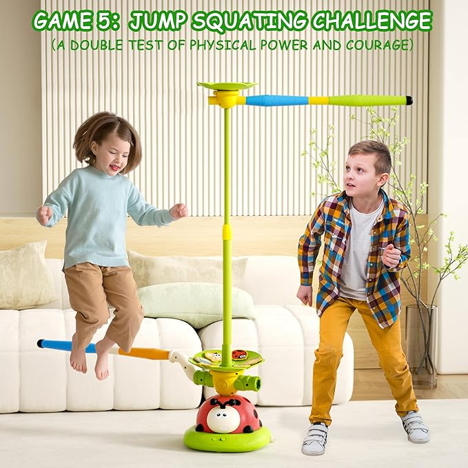 Powza 5 in 1 Musical Jump Toys, Toss Ring Game Stomping Launch Rocket Launcher for Kids, Obstacle Avoidance & Jump Squating Toy Games Remote Control Outdoor & Indoor Toys for Ages 4-8 8-13