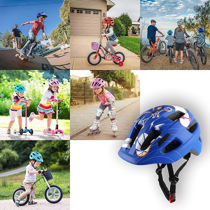 Kids Bike Helmet for Ages 1-8 Years, Adjustable Toddler Boys and Girls Helmets, Lightweight Child Infant Bicycle Cycling Scooter Sports Helmet 48-54cm