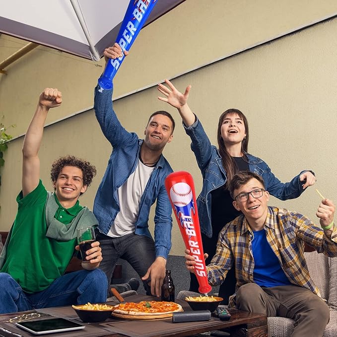 durony 18 Pieces Baseball Bat Inflates 22 Inch Inflatable Baseball Inflates, Baseball Party Supplies, Sports Theme Toy, Birthday Party Decorations