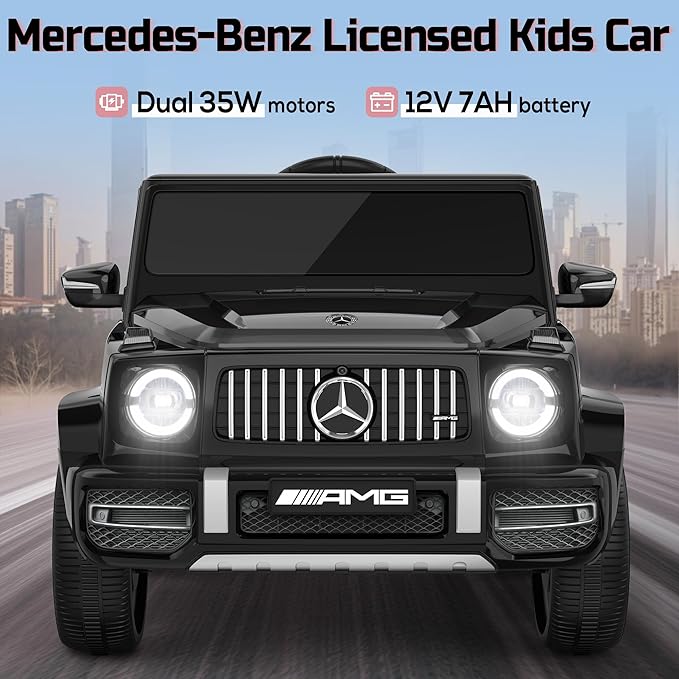 Licensed Mercedes Benz G63 Kids Electric Car, g Wagon 12V Ride on Car w/High Window, Remote Control, 3 Speeds, Music Player, Horn & LED Lights for Toddlers