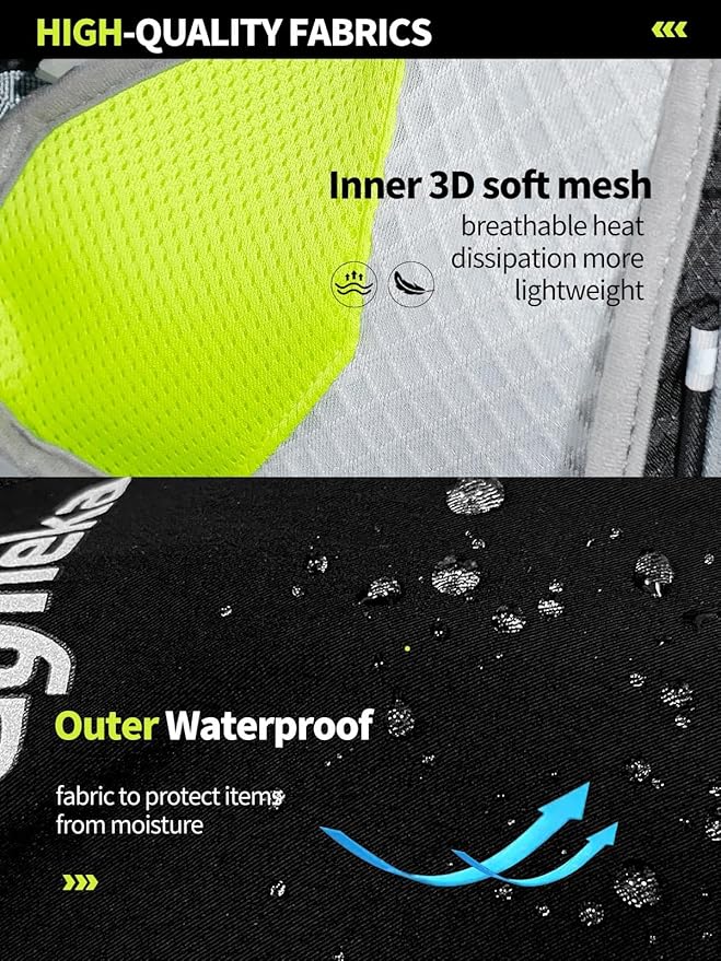 Hydration Backpack, Lightweight Breathable Reflective Pack Adjustable Chest Straps for Running, Marathons, Cycling, Hiking, Trail Vest