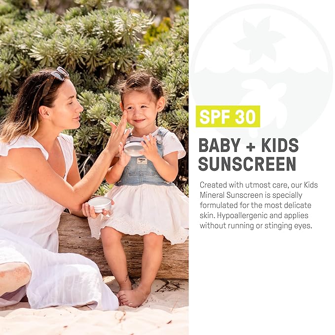 Raw Elements Baby & Kids SPF 30 Organic Sunscreen Tin, Non-Nano Zinc Oxide, Reef-Safe, Cruelty-Free, Gluten & Nut Free, Travel Sunblock 3.0 oz