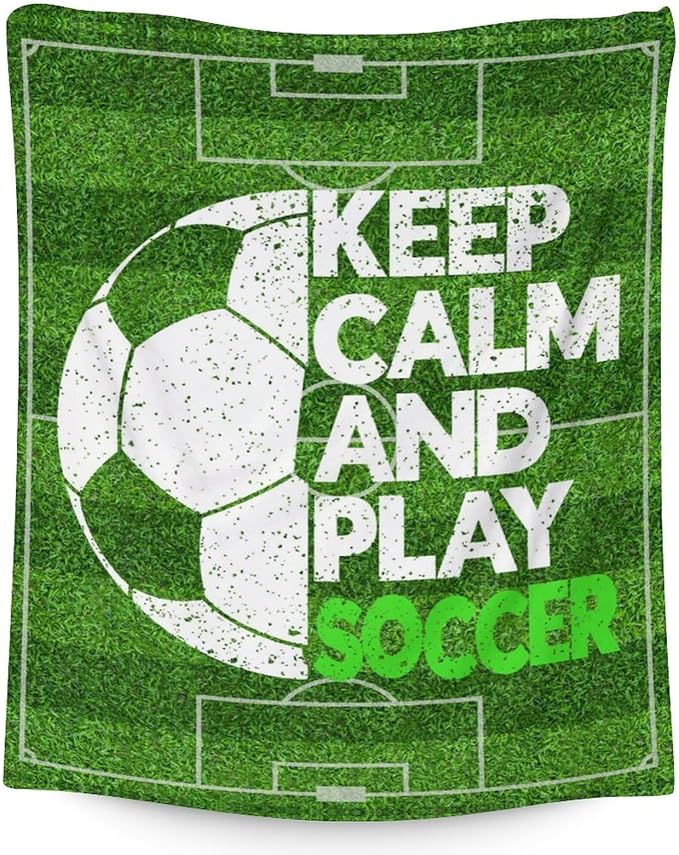 Soccer Blanket - 60x80 Inches Soft Fuzzy Cozy Blankets for Adults for Soccer Players - Sports Throw Blanket for Couch, Living Room & Bed