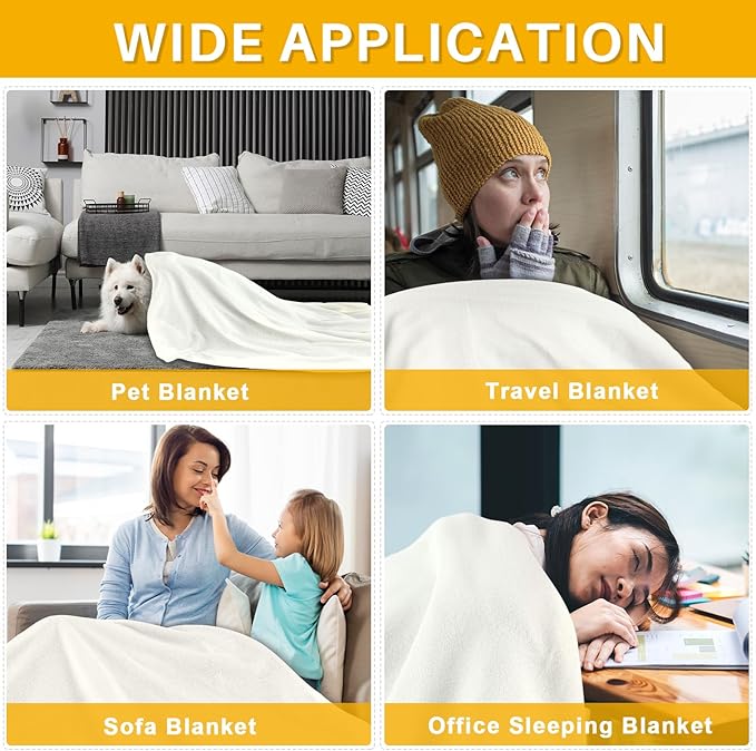 Newwiee 48 Pcs Fleece Throw Blankets Bulk Outdoor Wedding Guest Gifts Soft Lightweight Sleepover Lap Blankets Pet Home Sofa Couch Office Donation Homeless, 50 x 60 Inch (White)