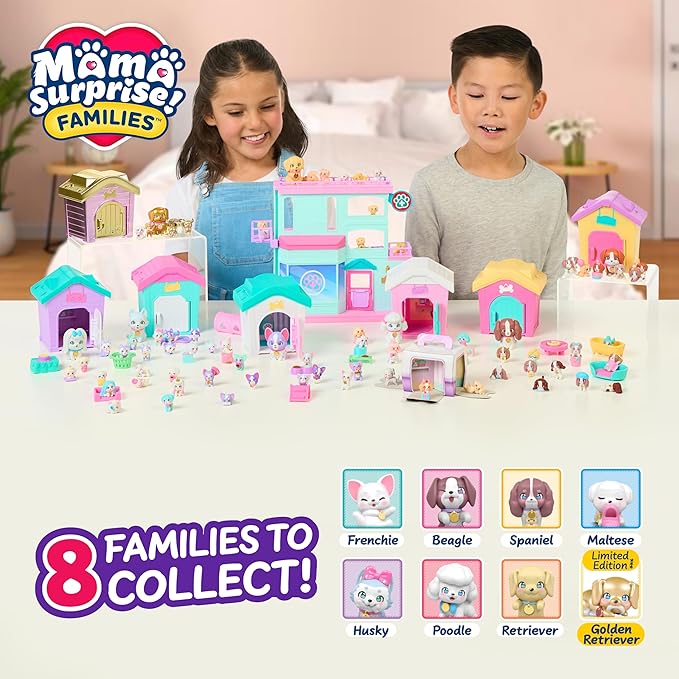 Little Live Pets Dog House Playset Pack, Mama Surprise Families with 7 Assorted Styles, Interactive Fold-Out Dog Playset Toy for Kids 5+