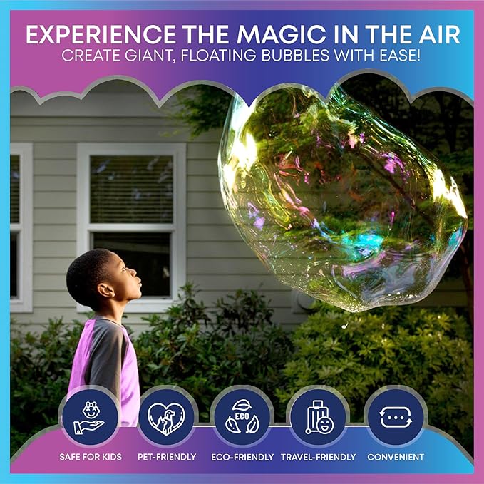 Bubble Solution Mix: Makes up to 30 gallons of Bubble Liquid for Continuous Bubble Entertainment.