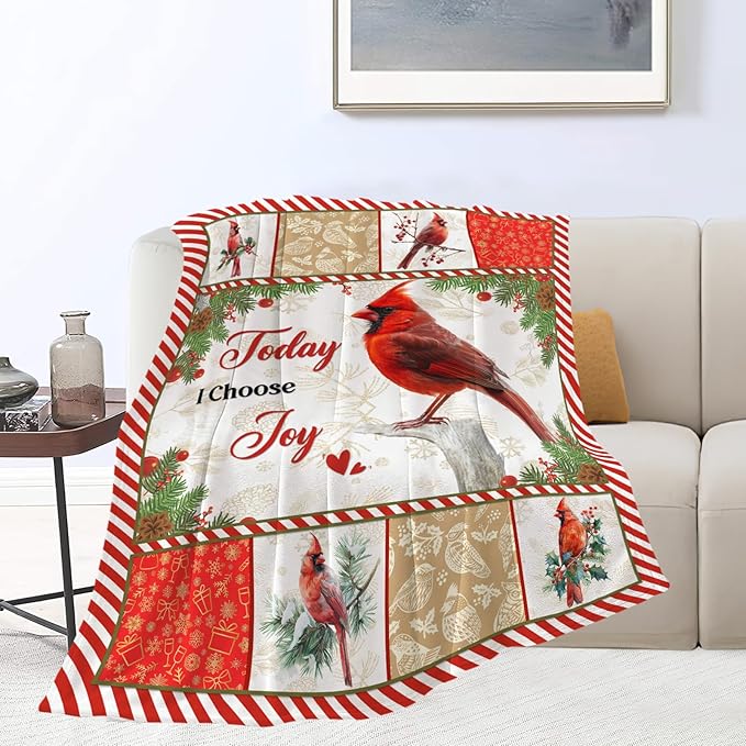 Cardinal Blanket Cardinal Throw Blanket Gifts for Bird Lover Kids Girls Boys Adults Women Men Super Soft Cozy Plush Fluffy Fuzzy Fleece Blanket Decor 50''X60''