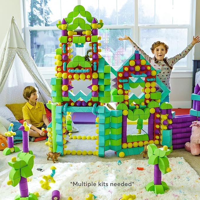 Blockaroo Magnetic Foam Building Blocks - 50-Piece Set, Bath Toys for Toddlers, Preschool Toys, Bathtub Toys, Sensory Toys, Blocks for Toddlers 3-5, Engineering Toys for Kids 3-5, Bath Blocks