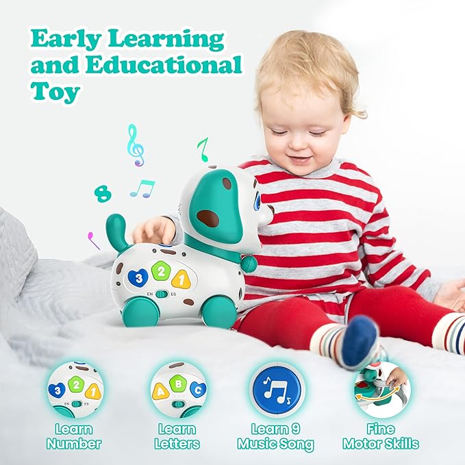 Toys for 1 Year Old Boy Girl Gifts, Musical Bilingual Baby Toys 6-12-18 Months, 1st Birthday Boy Gifts for 1 Year Old Girl Presents, Learning Educational Puppy for Infants, Toddlers