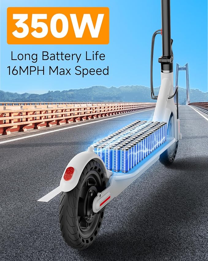 Electric Scooter Adults, Powerful 350W E-Scooter, Max 19 Mph & 15-19 Miles Range Scooters, Folding Scooters with 8.5" Solid Tires, Commuting Scooter Kick Scooter with APP Control (Seats Optional)
