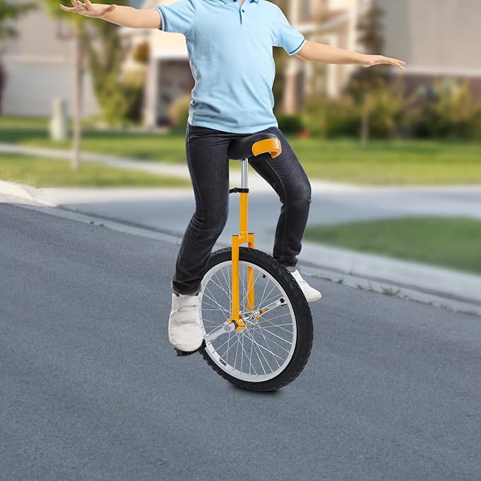 20 Inch Unicycle for Balance Training Outdoor Fitness with Adjustable Seat and Anti-Skid Tread
