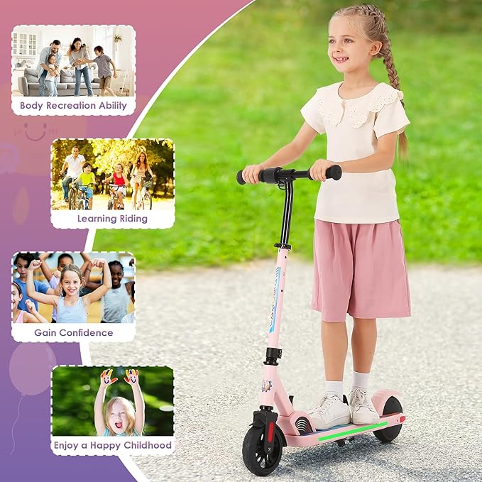 Caroma Electric Scooter for Kids Ages 6-14, 250W/180W/150W Motor & 15 Mph, 85 Mins Ride Time, Adjustable Height & Speed, LED Display, Kids Electric Scooter, Best Gifts for Boys & Girls