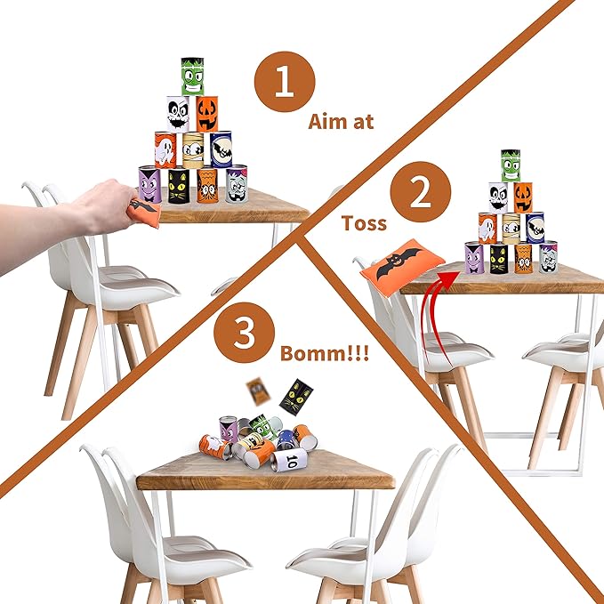 JOYIN 13 Pcs Halloween Carnival Can Bean Bag Toss Games for Kids & Adults Trick or Treat Decoration, Home Decor Party Favors Supplies, Homeschooling Backyard Game