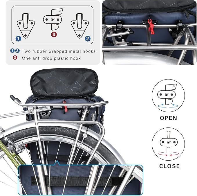 Rhinowalk Bike Pannier Bag, Waterproof Rack Bicycle Bag 20L, Bike Bag Shoulder Bag Laptop Pannier Backpack Professional Cycling Accessories