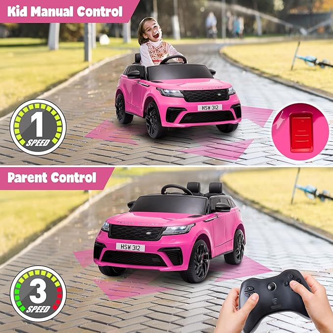 TOBBI Licensed Land Rover VELAR Ride On Toy Car for Toddler,12V 7AH Electric Car for Kids Ages 3-8 to Drive w/Remote Control/Music/Safety Belt,Double Doors