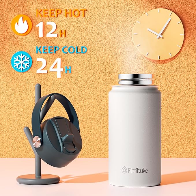 Fimibuke Kids Insulated Water Bottle, 14oz BPA FREE 18/8 Stainless Steel Travel Tumbler Double Wall Vacuum Leak Proof Kids Cup with Straw Metal Water Bottle for School Boys Girls(1 Pack, Harbor Grey)