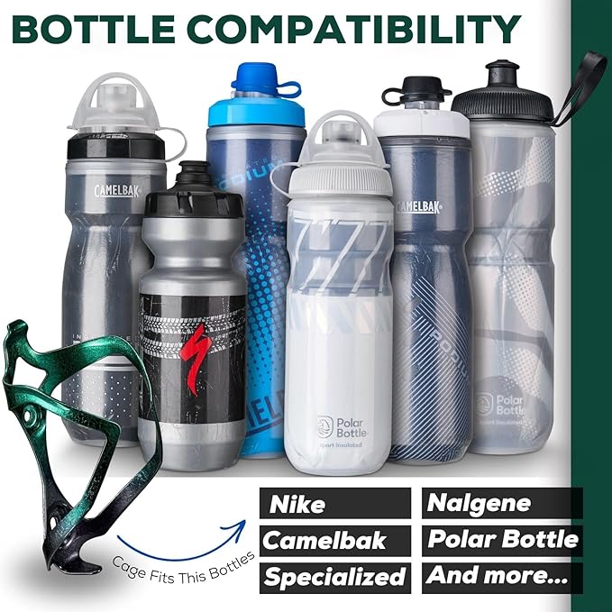 Bike Water Bottle Holder Bicycle Cage for Mountain Road MTB Gravel Adult Bikes Cycling Universal Carrier Rack 2 Pack Aluminum Alloy Ultralight Kettle Drink Accessories Green