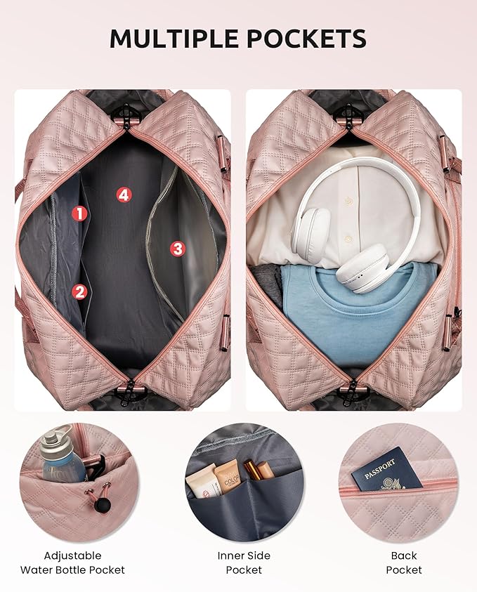 Vogewood-Initial Duffle Bag, Sister Gifts - Weekender Overnight Travel Bag with Monogram, Letter, Shoe & Makeup Compartments (N)