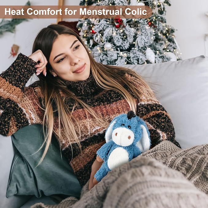 Heatable and Coolable Donkey Stuffed Animals, Microwavable Stuffed Animal Heating Pads for Soothing, Lavender Scent Donkey Plush for Discomfort, Plushies Gift for Kids & Aldults