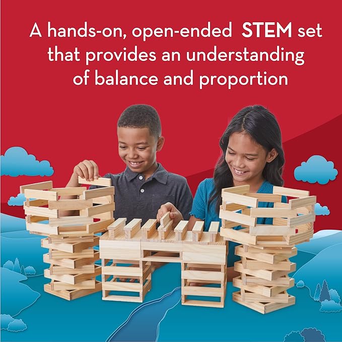 KEVA Structures 200 Wood Building Planks Set - Building Toy Includes 200 Wooden Blocks and Idea Book - Ages 5 and Up