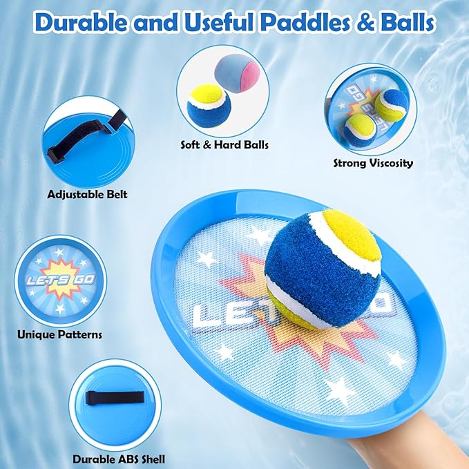 6Pcs Catch Ball Game Outdoor Toys for Kids Games Beach Toy Pool Toy Outdoor Yard Games, Summer Toys Birthday Gifts for 3 4 5 6 7 8 9 10 Year Old Boys Girls