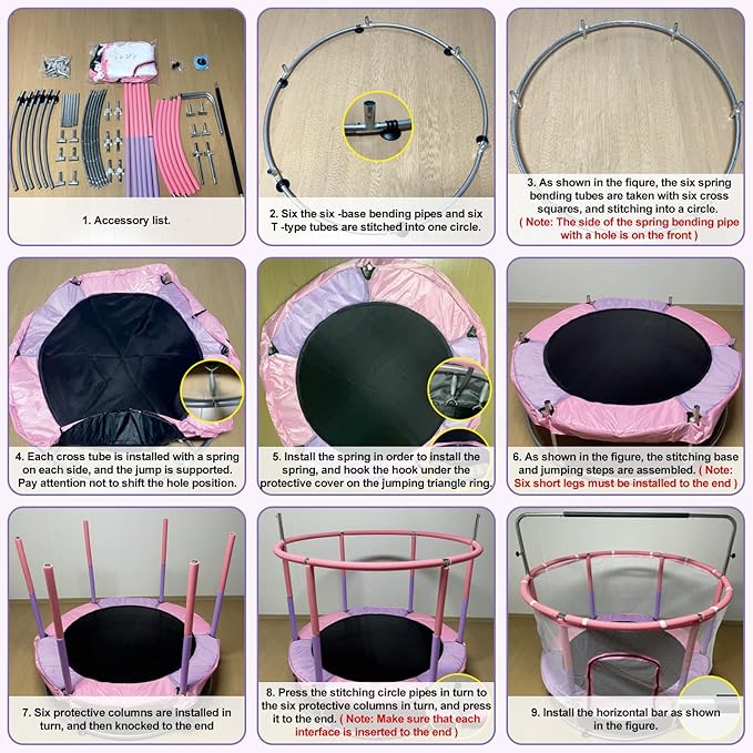 60" Trampoline for Kids, Anti-Rollover Round Bottom Baby Toddler Trampoline with Basketball Hoop, Indoor/Outdoor Kid MiniTrampoline with Enclosure Net, Children's Gift for Halloween, Christmas