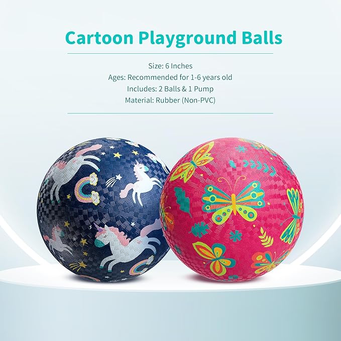 ZOOJOY Pack of 4 Playground Balls, 6" Rubber Bouncy Kickball Set for Toddlers Ages 1-6, Indoor & Outdoor Dodgeball Balls for Kids with 2 Hand Pumps & Gift Boxes – Fun School & Party Toys