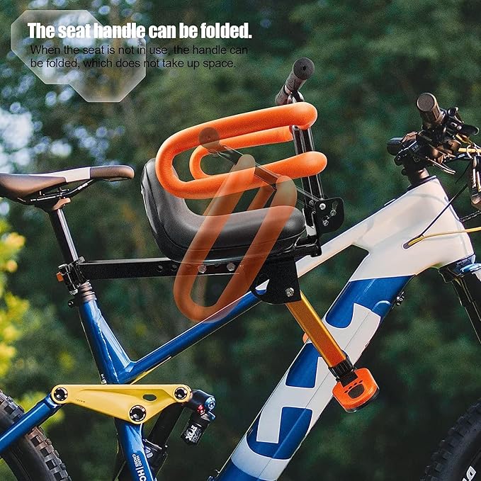 Child Bike Seat - Front Mount, Kids Bike Seat for Adult Bike,Retractable Baby Bike Seat Front Mounted, Toddler Bike Seat for Children 2~6 Years