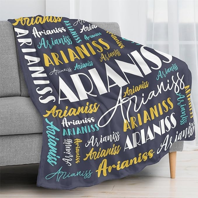 Name Blanket Personalized Blanket for Adult Kids Flannel Customize Throw Blanket Custom (Color 09, 30 x 40 Inches)