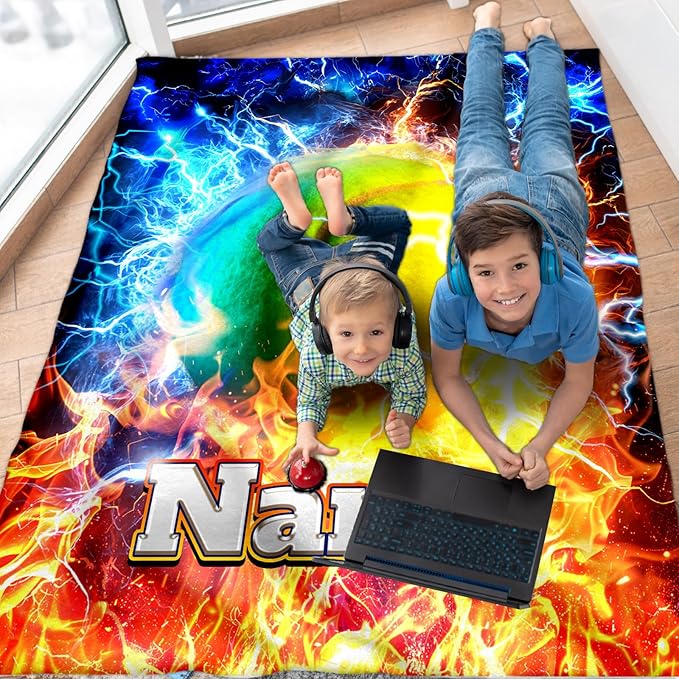 Tennis Blanket for Son Grandson on Birthday, Personalized 50x40 Inches Cozy Soft Small Tennis Blankets for Kids Boys Sports Decor for Sofa Couch