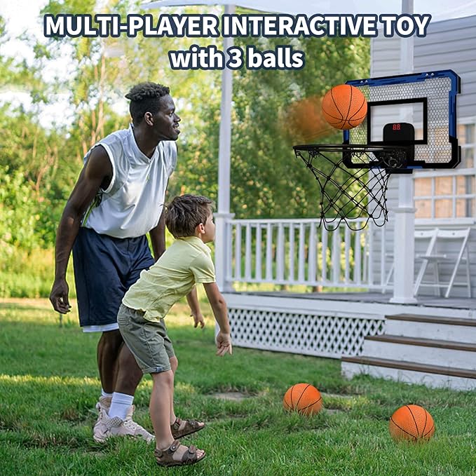 QDRAGON Indoor Basketball Hoop for Kids, Over The Door Basketball Hoops, Mini Hoop with Scoreboard & 3 Balls, Basketball Toys Gifts for 5 6 7 8 9 10 11 12 Year Old Boys Girls Teens