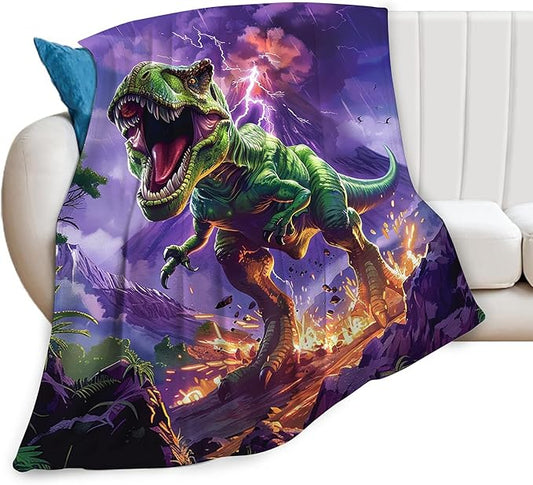 Dinosaur Blanket T-Rex Throw Blanket Dinosaur Gifts and Decor Funny Dinosaur Blanket for Boys Girls Women Men Kids Adults Soft Warm Cozy Fleece Blanket for Couch Sofa Bed 50"x40"