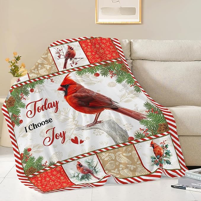 Cardinal Blanket Cardinal Throw Blanket Gifts for Bird Lover Kids Girls Boys Adults Women Men Super Soft Cozy Plush Fluffy Fuzzy Fleece Blanket Decor 50''X60''