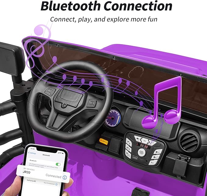 2 Seater Ride on Car Toy, 24V 4WD Electric Car for Kids 4-8 with Remote Control, 4x200W Motors, Capacity 150 lb - Purple