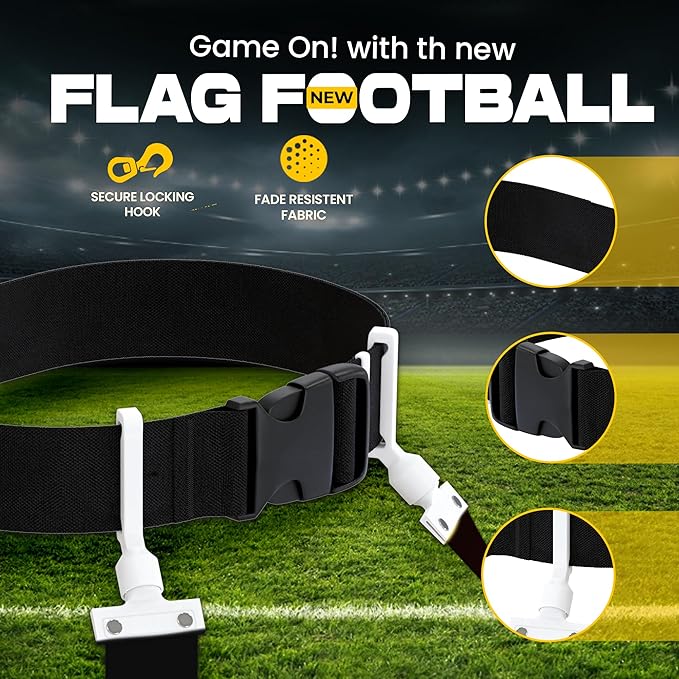Gameday Flag Football Set – Kits for 2–14 Players w/Belts, Agility Cones & Carry Bag – Available in Multi Colors & Sizes