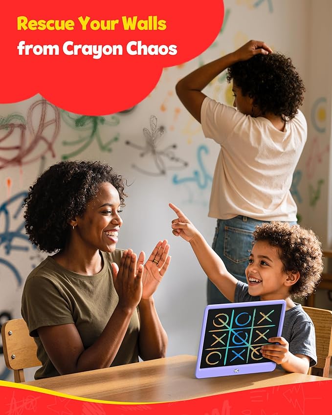 TEKFUN LCD Writing Tablet Doodle Board, 12inch Colorful Drawing Travel Essentials, Toddler Toys for 3 4 5 6 7 8 Year Old Girls Boys (Purple)