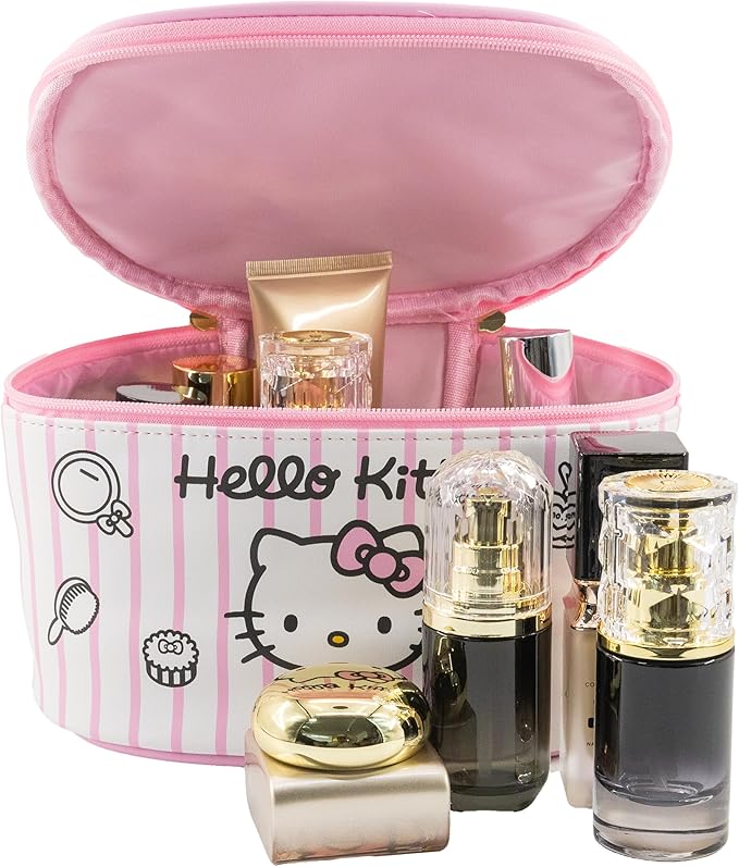Sanrio Hello Kitty Makeup Bag – Makeup Organizer, Travel Toiletry Bag for Women & Girls | Cute Cosmetic Bag, Train Case for Kids, Travel Bag, Toiletry Bag for Women, Make up Storage | Ages 3+