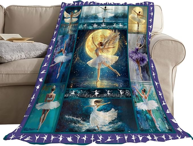 Ballet Dance Blanket Fleece Soft Warm Plush Dance Throw Blanket Lightweight Plush Fuzzy Cozy Dancing Blankets Gift for Girls Woman Kids Adult Suitable for Couch Sofa BedSofa Bed 60"X50"