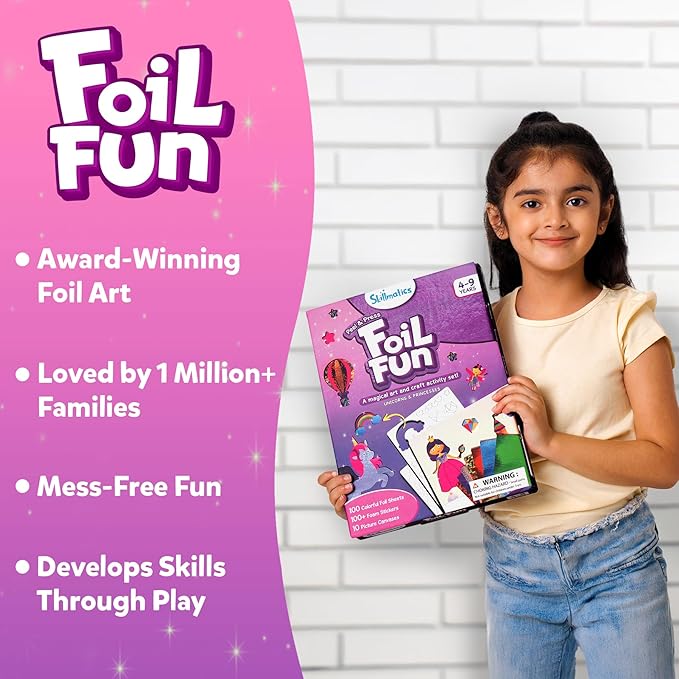 Skillmatics Foil Fun - Unicorns & Princesses, No Mess Art for Kids, Craft Kits & Christmas Fun Supplies, DIY Creative Activity, Travel Toys, Gifts for Ages 4, 5, 6, 7, 8, 9