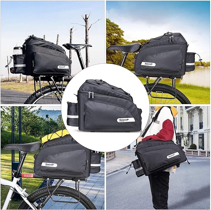 Bike Trunk Bag Bike Pannier Bag Bike Rear Seat Bag 17L Waterproof Bicycle Cargo Rack Saddle Bag Commuter Bag Shoulder Bag Laptop Pannier Rack Bicycle Bag