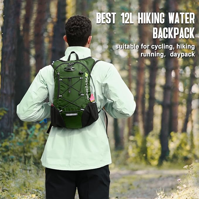 Lightweight Hydration Backpack, Running Backpack with 2L Water Bladder, Hydro Water Daypack for Cycling Hiking Rave for Men Women