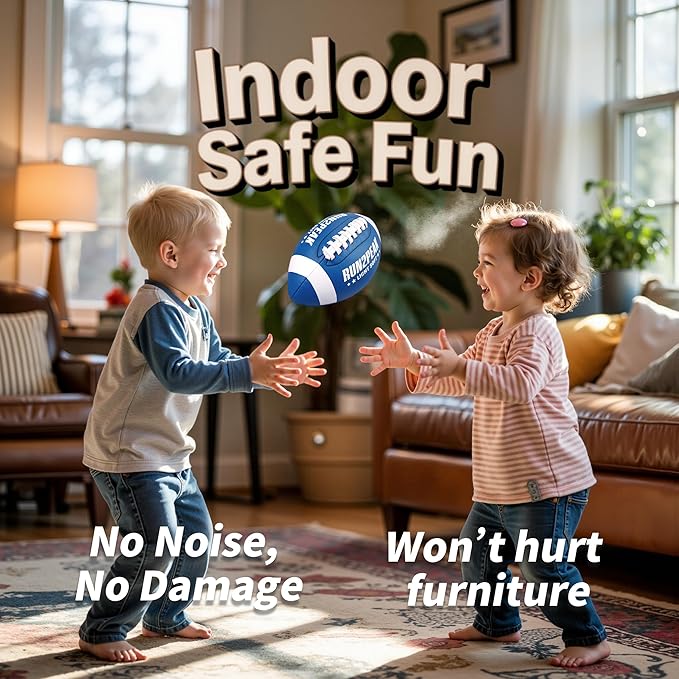 Light Soft Mini Football for Kids Toddler - 8" PU Leather and Foam Layer Small Footballs - Safe Lightweight Indoor Outdoor Beach Water Pool Sports Toys for Summer Outside Games Play with Pump