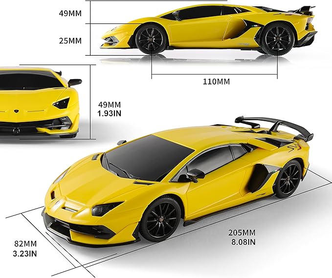 BEZGAR 1:24 Scale Lambo Remote Control Car, Electric Sport Racing Hobby Lambo Toy Car Model Vehicle, RC Car Toys for 3 4 5 6 7 8 Boys and Girls(Yellow)