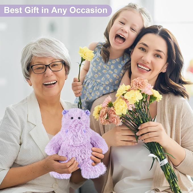 Warmable Hippo Stuffed Animals, Microwavable Stuffed Animal Heating Pads for Period & Stress Relief, Heatable & Coolable Hippopotamus Plush Toy, Cute Plushies Gifts for Kids & Women